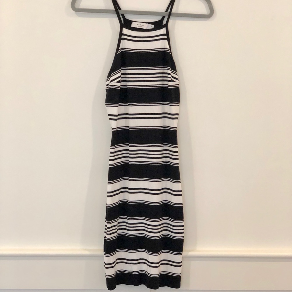 Black and white striped bodycon dress